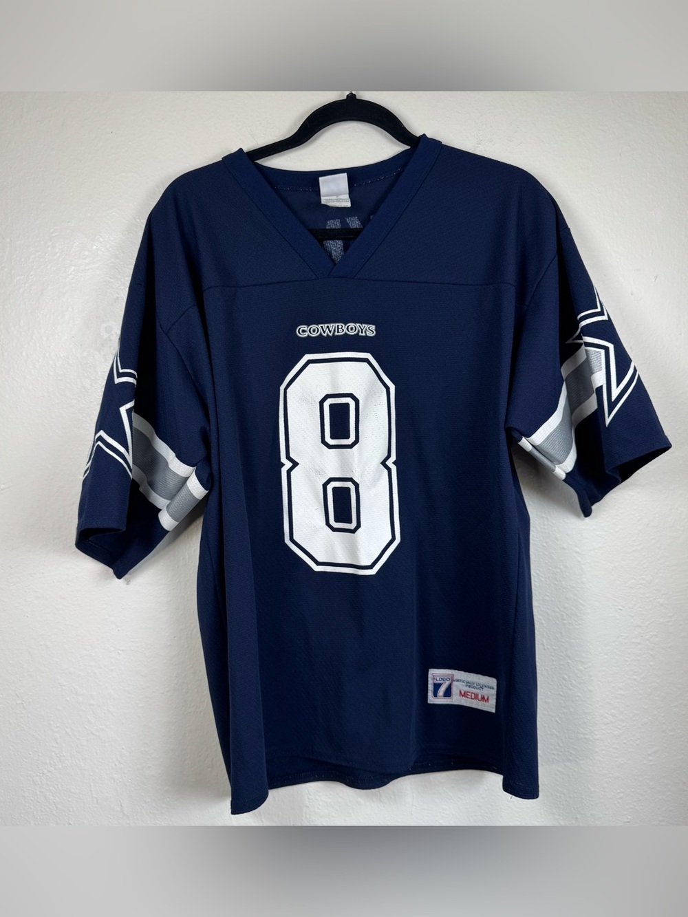 Vintage 90s Dallas Cowboys Troy Aikman #8 Logo 7 Jersey Size M USA Made
